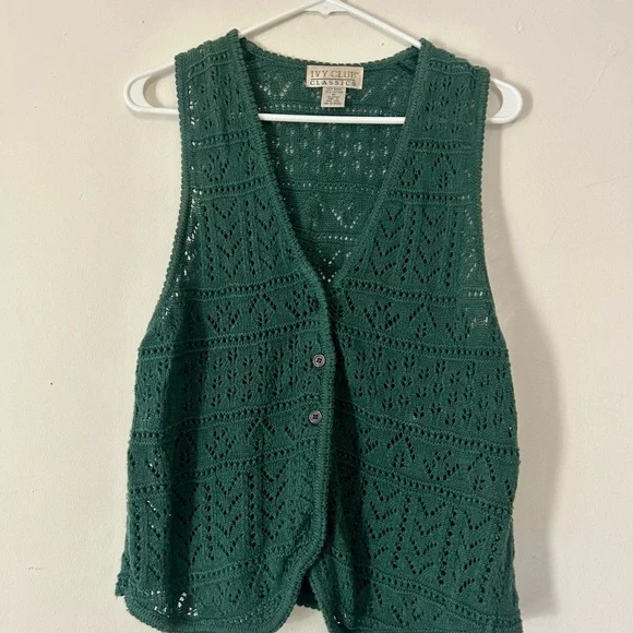 Green Crochet Vest - Picture 1 of 3